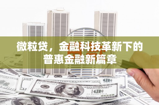 砀山微粒贷，金融科技革新下的普惠金融新篇章