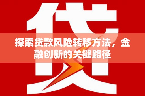 砀山探索贷款风险转移方法，金融创新的关键路径