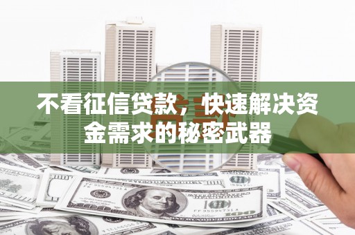 砀山不看征信贷款，快速解决资金需求的秘密武器