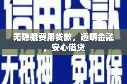 砀山无隐藏费用贷款，透明金融，安心借贷