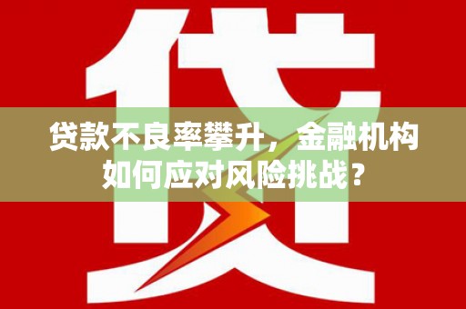 砀山贷款不良率攀升，金融机构如何应对风险挑战？