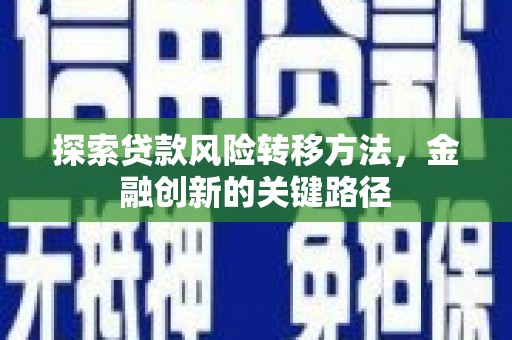砀山探索贷款风险转移方法，金融创新的关键路径