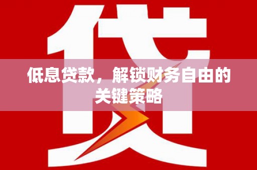 砀山低息贷款，解锁财务自由的关键策略