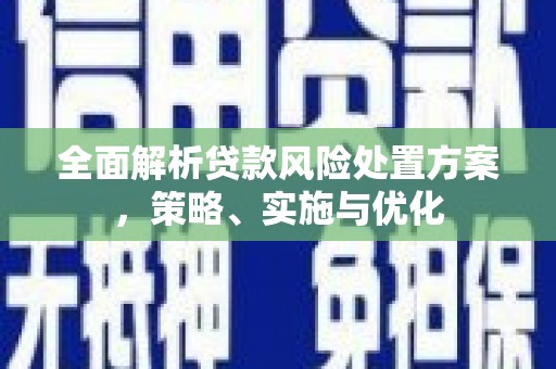 砀山全面解析贷款风险处置方案，策略、实施与优化