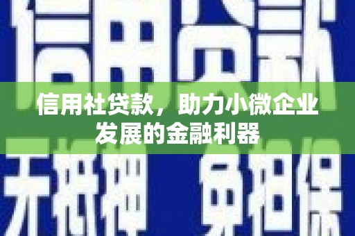 砀山信用社贷款，助力小微企业发展的金融利器