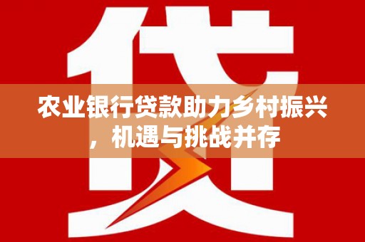 砀山农业银行贷款助力乡村振兴，机遇与挑战并存